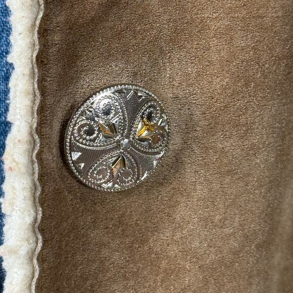 Vintage Y2k Brown Suede Leather Sherpa Lined Coat Cabincore Gorpcore Outdoor M - Picture 5 of 14